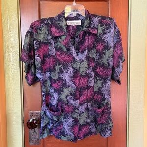 VINTAGE ORIGINAL 1980s NORMA KAMALI FEATHER BLOUSE SIZE L